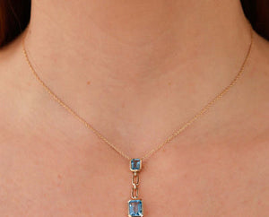 BLUE TOPAZ PAPER CLIP LINK NECKLACE