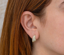 Load image into Gallery viewer, FEATHER DIAMOND PAVE HOOP EARRING