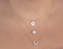 Load image into Gallery viewer, SINGLE CULTURED PEARL DIAMOND NECKLACE - MICHAEL K. JEWELERS