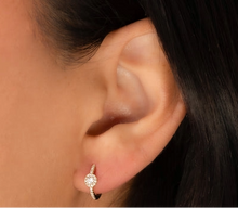 Load image into Gallery viewer, ROUND HALO DIAMOND HUGGIE EARRING