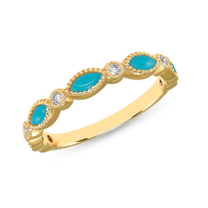 YELLOW GOLD AND TURQUOISE DIAMOND RING - MICHAEL K. JEWELERS
