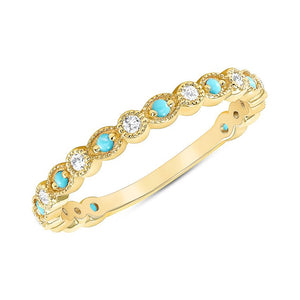 YELLOW GOLD WITH TURQUOISE DIAMOND BAND - MICHAEL K. JEWELERS