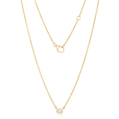 SINGLE OVAL SOLITAIRE LONG NECKLACE - MICHAEL K. JEWELERS