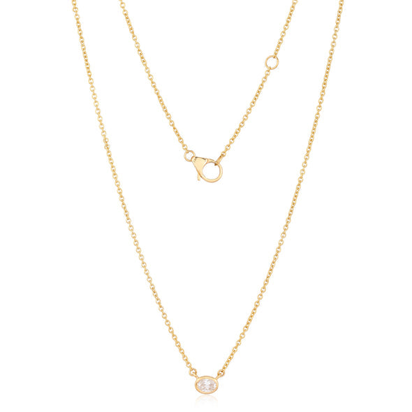 SINGLE OVAL SOLITAIRE LONG NECKLACE