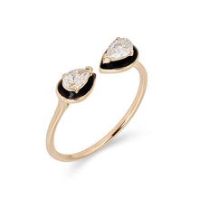 Load image into Gallery viewer, DOUBLE PEAR WITH BLACK ENAMEL RING