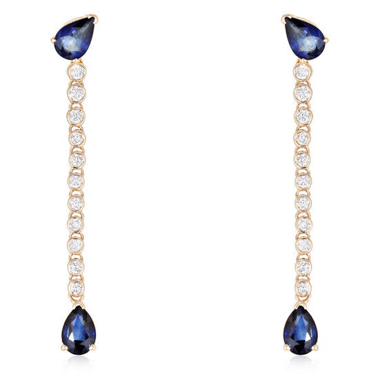 18ct White Gold Sapphire & Diamond Pear Shape Drop Earrings | Buy Online |  Free Insured UK Delivery