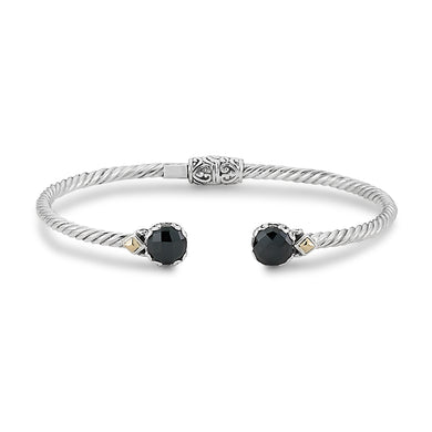SILVER/18K ROUND TWISTED CABLE BANGLE - MICHAEL K. JEWELERS