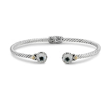 Load image into Gallery viewer, SILVER/18K ROUND TWISTED CABLE BANGLE