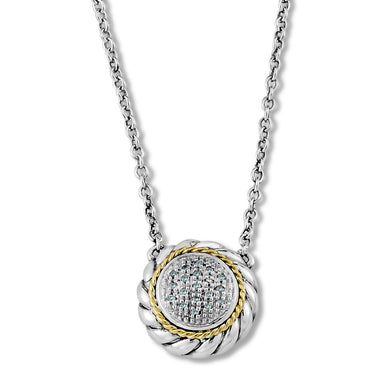 SILVER/18K ROUND DIAMOND SOLITAIRE NECKLACE - MICHAEL K. JEWELERS