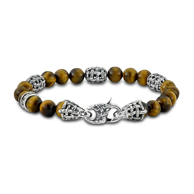 SILVER TIGER EYE BRACELET WITH LOBSTER CLASP - MICHAEL K. JEWELERS