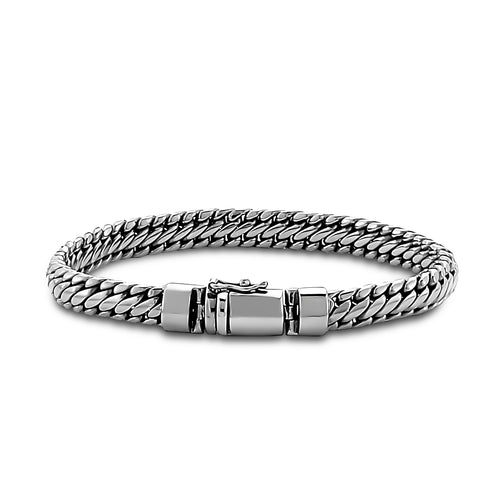 SILVER BLACK RHODIUM MENS BRACELET