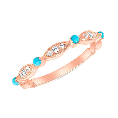 ROSE GOLD AND TURQUOISE DIAMOND BAND - MICHAEL K. JEWELERS
