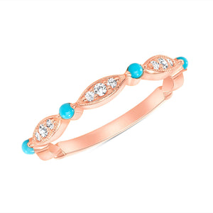 ROSE GOLD AND TURQUOISE DIAMOND BAND - MICHAEL K. JEWELERS