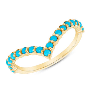 YELLOW GOLD AND TURQUOISE CHEVRON RING - MICHAEL K. JEWELERS
