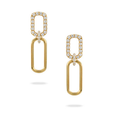 DIAMOND AND GOLD PAPERCLIP EARRING - MICHAEL K. JEWELERS