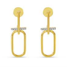 Load image into Gallery viewer, WIRE PAPERCLIP DIAMOND DROP EARRINGS