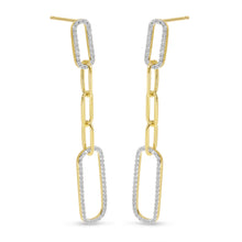 Load image into Gallery viewer, LONG PAPERCLIP LINK DIAMOND EARRING