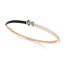Load image into Gallery viewer, EMERALD AND BLACK ENAMEL DIAMOND BANGLE
