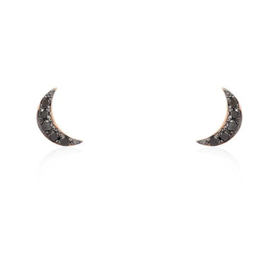 BLACK DIAMOND MOON STUD EARRINGS - MICHAEL K. JEWELERS