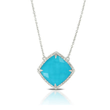 Load image into Gallery viewer, DIAMOND NECKLACE WITH WHITE TOPAZ OVER TURQUOISE - MICHAEL K. JEWELERS