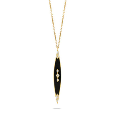 YELLOW GOLD DIAMOND NECKLACE WITH BLACK ONYX - MICHAEL K. JEWELERS