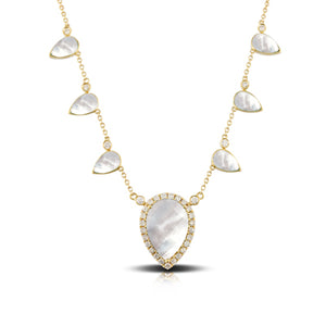 WHITE ORCHID CLEAR QUARTZ OVER MOTHER OF PEARL NECKLACE - MICHAEL K. JEWELERS