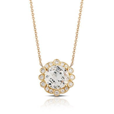 DIAMOND NECKLACE WITH WHITE TOPAZ CENTER - MICHAEL K. JEWELERS