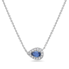 Load image into Gallery viewer, SIDEWAY PEAR SHAPE HALO DIAMOND NECKLACE
