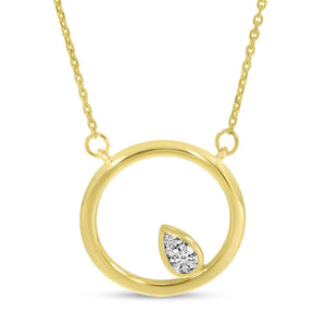 OPEN CIRCLE WITH PEAR SHAPE DIAMOND NECKLACE