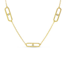 Load image into Gallery viewer, Front faced image  of our 5 STATION BRAIDED PAPER CLIP DIAMOND NECKLACE