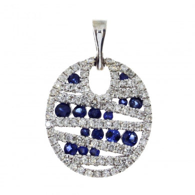 ROUND SAPPHIRE AND DIAMOND DISC PENDANT - MICHAEL K. JEWELERS