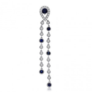 LONG DANGLING SAPPHIRE AND DIAMOND PENDANT - MICHAEL K. JEWELERS