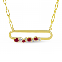 RUBY AND DIAMOND PAPERCLIP NECKLACE - MICHAEL K. JEWELERS