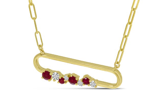 RUBY AND DIAMOND PAPERCLIP NECKLACE - MICHAEL K. JEWELERS