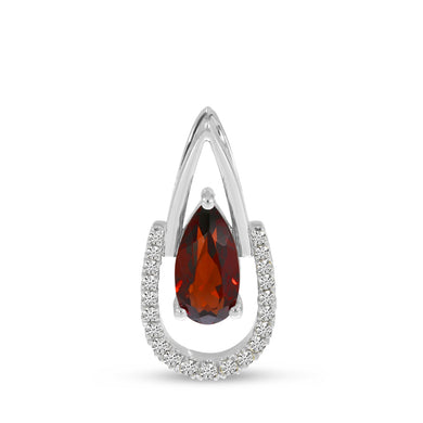 DIAMOND AND PEAR SHAPE RED GARNET PENDANT - MICHAEL K. JEWELERS