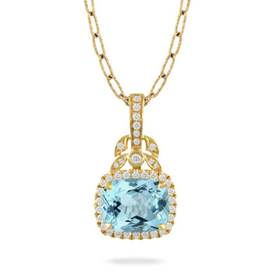 DIAMOND PENDANT WITH SKY BLUE TOPAZ - MICHAEL K. JEWELERS