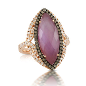 AMETHYST OVER MOTHER OF PEARL BROWN DIAMOND RING - MICHAEL K. JEWELERS