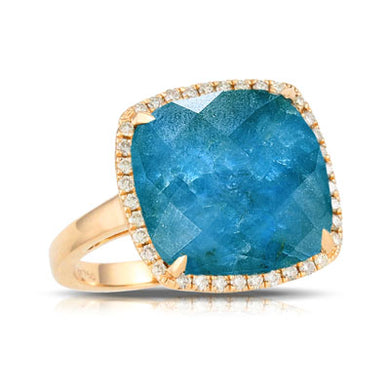 DIAMOND RING WITH CLEAR QUARTZ OVER APATITE - MICHAEL K. JEWELERS