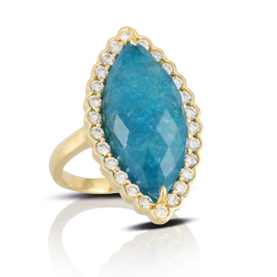 LAGUNA DIAMOND AND BLUE TOPAZ RING - MICHAEL K. JEWELERS