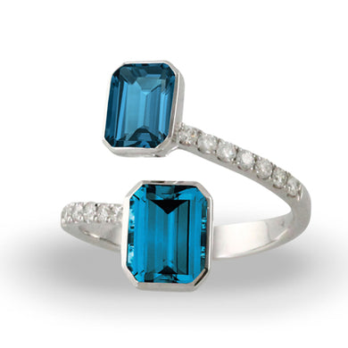 LONDON BLUE TOPAZ AND DIAMOND RING - MICHAEL K. JEWELERS