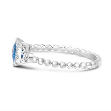 Load image into Gallery viewer, OVAL BLUE TOPAZ AND DIAMOND BEAD RING