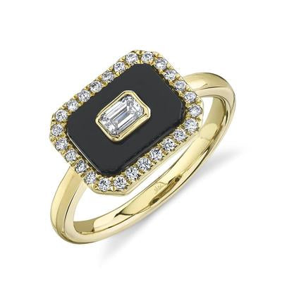 BLACK ONYX WITH BAGUETTE DIAMOND RING
