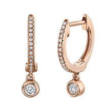 Load image into Gallery viewer, DIAMOND HUGGIE EARRING WITH ROUND CHARM