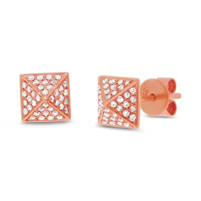 DIAMOND PAVE PYRAMID STUD EARRING | MICHAEL K. JEWELERS