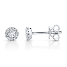 Load image into Gallery viewer, HALO ROUND DIAMOND EARRING STUD