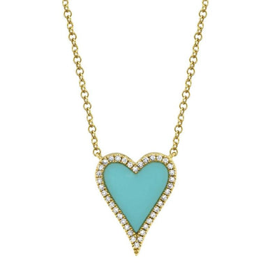 DIAMOND AND TURQUOISE HEART NECKLACE - MICHAEL K. JEWELERS