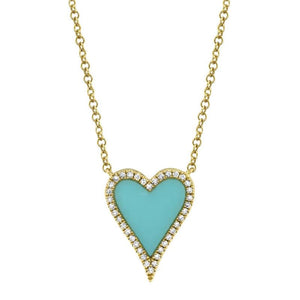 DIAMOND AND TURQUOISE HEART NECKLACE - MICHAEL K. JEWELERS