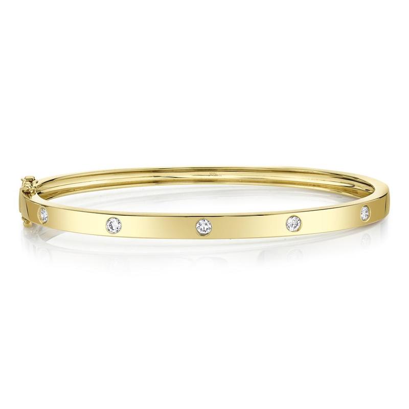 GOLD BANGLE WITH ROUND DIAMOND STUDS - MICHAEL K. JEWELERS