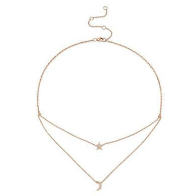 DOUBLE PAVE DIAMOND MOON & STAR NECKLACE