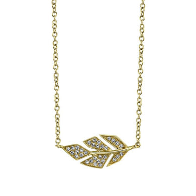 DIAMOND PAVE LEAF NECKLACE - MICHAEL K. JEWELERS